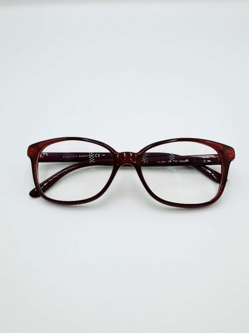 Gucci Eyeglasses GG 3629 DXL 140 Red Opal Glitter Gold Square Frame 53 16 Italy